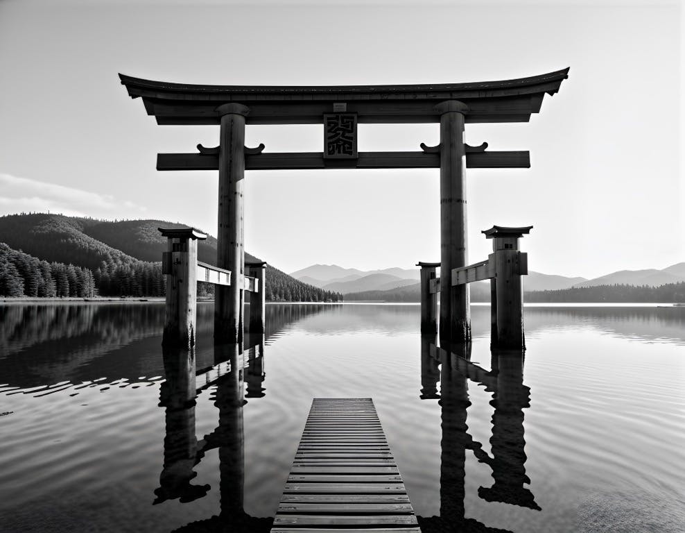 Torri gate in Japan by water Changed